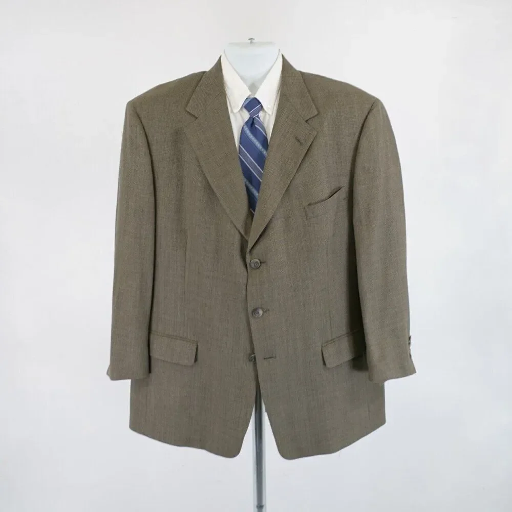 Austin Reed Thick Wool Green‎ Beige Check Sport Coat 46R 3 Button 0 Vent